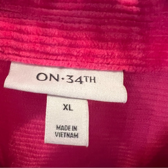 ON 34th Like NEW Vibrant Hot Pink Wide Wale Corduroy Snap Up Jacket - Picture 3 of 13